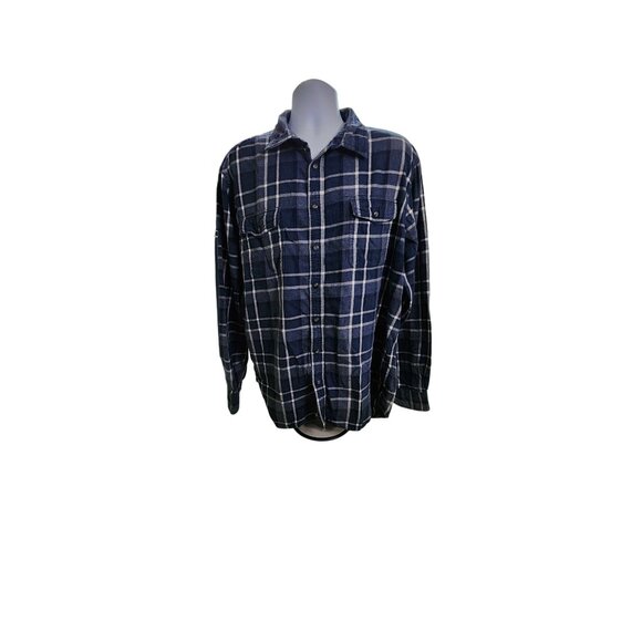 Soma Life Style XXL Blue Plaid Flannel Shirt Cozy Layer Casual Grunge Cabincore - Picture 2 of 8